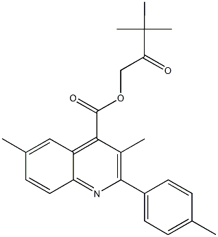 3,3-dimethyl-2-oxobutyl 3,6-dimethyl-2-(4-methylphenyl)-4-quinolinecarboxylate Struktur