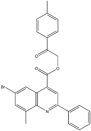 2-(4-methylphenyl)-2-oxoethyl 6-bromo-8-methyl-2-phenyl-4-quinolinecarboxylate Struktur