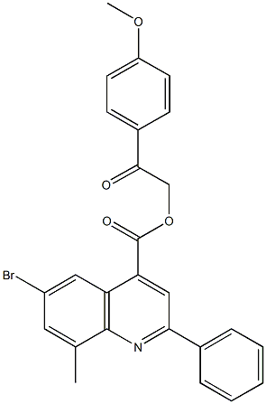 2-(4-methoxyphenyl)-2-oxoethyl 6-bromo-8-methyl-2-phenyl-4-quinolinecarboxylate Struktur