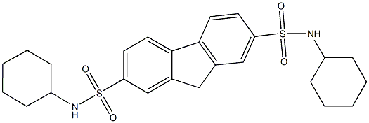 N~2~,N~7~-dicyclohexyl-9H-fluorene-2,7-disulfonamide Struktur