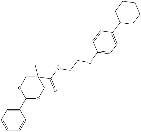 N-[2-(4-cyclohexylphenoxy)ethyl]-5-methyl-2-phenyl-1,3-dioxane-5-carboxamide Struktur