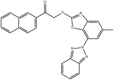 2-{[7-(2H-1,2,3-benzotriazol-2-yl)-5-methyl-1,3-benzoxazol-2-yl]sulfanyl}-1-(2-naphthyl)ethanone Struktur