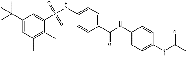 N-[4-(acetylamino)phenyl]-4-{[(5-tert-butyl-2,3-dimethylphenyl)sulfonyl]amino}benzamide Struktur