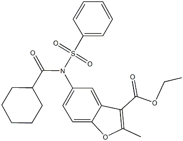 ethyl 5-[(cyclohexylcarbonyl)(phenylsulfonyl)amino]-2-methyl-1-benzofuran-3-carboxylate Struktur