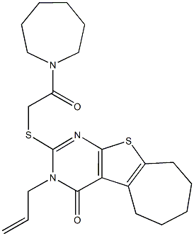 3-allyl-2-{[2-(1-azepanyl)-2-oxoethyl]sulfanyl}-3,5,6,7,8,9-hexahydro-4H-cyclohepta[4,5]thieno[2,3-d]pyrimidin-4-one Struktur