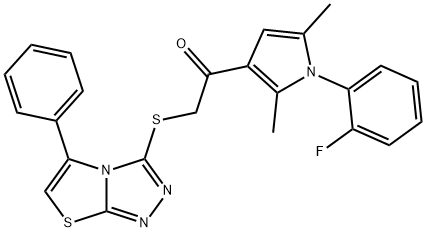 1-[1-(2-fluorophenyl)-2,5-dimethyl-1H-pyrrol-3-yl]-2-[(5-phenyl[1,3]thiazolo[2,3-c][1,2,4]triazol-3-yl)sulfanyl]ethanone Struktur