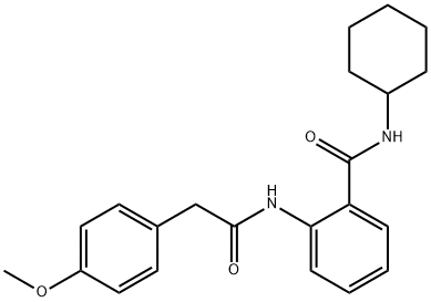 N-cyclohexyl-2-{[(4-methoxyphenyl)acetyl]amino}benzamide Struktur