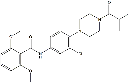 N-[3-chloro-4-(4-isobutyryl-1-piperazinyl)phenyl]-2,6-dimethoxybenzamide Struktur