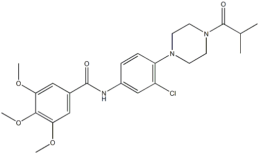 N-[3-chloro-4-(4-isobutyryl-1-piperazinyl)phenyl]-3,4,5-trimethoxybenzamide Struktur