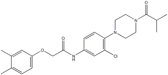 N-[3-chloro-4-(4-isobutyryl-1-piperazinyl)phenyl]-2-(3,4-dimethylphenoxy)acetamide Struktur