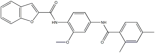 N-{4-[(2,4-dimethylbenzoyl)amino]-2-methoxyphenyl}-1-benzofuran-2-carboxamide Struktur