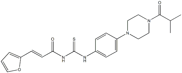 N-[3-(2-furyl)acryloyl]-N'-[4-(4-isobutyryl-1-piperazinyl)phenyl]thiourea Struktur