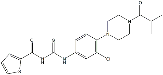 N-[3-chloro-4-(4-isobutyryl-1-piperazinyl)phenyl]-N'-(2-thienylcarbonyl)thiourea Struktur