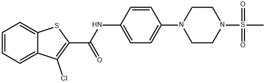 3-chloro-N-{4-[4-(methylsulfonyl)-1-piperazinyl]phenyl}-1-benzothiophene-2-carboxamide Struktur