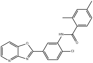 N-(2-chloro-5-[1,3]oxazolo[4,5-b]pyridin-2-ylphenyl)-2,4-dimethylbenzamide Struktur