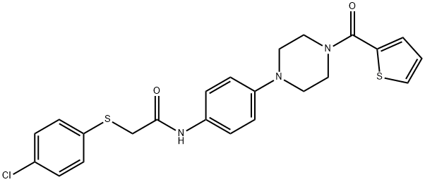 2-[(4-chlorophenyl)thio]-N-{4-[4-(2-thienylcarbonyl)-1-piperazinyl]phenyl}acetamide Struktur