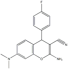 2-amino-7-(dimethylamino)-4-(4-fluorophenyl)-4H-chromene-3-carbonitrile Struktur