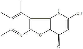 2-hydroxy-7,8,9-trimethylpyrido[2',3':4,5]thieno[2,3-b]pyridin-4(1H)-one Struktur