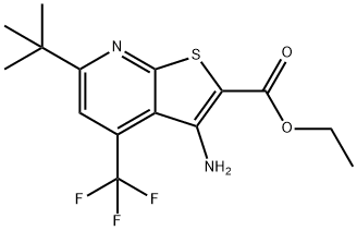 ethyl 3-amino-6-tert-butyl-4-(trifluoromethyl)thieno[2,3-b]pyridine-2-carboxylate Struktur