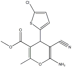 methyl 6-amino-4-(5-chloro-2-thienyl)-5-cyano-2-methyl-4H-pyran-3-carboxylate Struktur