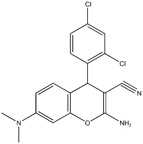 2-amino-4-(2,4-dichlorophenyl)-7-(dimethylamino)-4H-chromene-3-carbonitrile Struktur