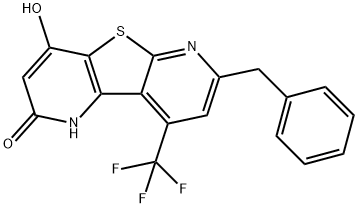 7-benzyl-9-(trifluoromethyl)pyrido[2',3':4,5]thieno[2,3-b]pyridine-2,4-diol Struktur