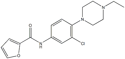 N-[3-chloro-4-(4-ethyl-1-piperazinyl)phenyl]-2-furamide Struktur