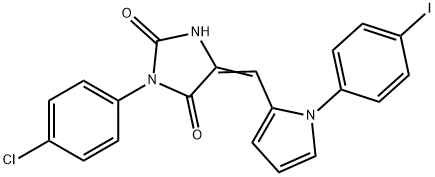 3-(4-chlorophenyl)-5-{[1-(4-iodophenyl)-1H-pyrrol-2-yl]methylene}-2,4-imidazolidinedione Struktur