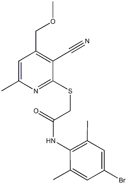 N-(4-bromo-2,6-dimethylphenyl)-2-{[3-cyano-4-(methoxymethyl)-6-methyl-2-pyridinyl]sulfanyl}acetamide Struktur