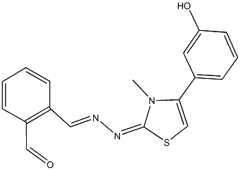 phthalaldehyde 1-[(4-(3-hydroxyphenyl)-3-methyl-1,3-thiazol-2(3H)-ylidene)hydrazone] Struktur