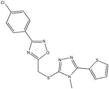 [3-(4-chlorophenyl)-1,2,4-oxadiazol-5-yl]methyl 4-methyl-5-(2-thienyl)-4H-1,2,4-triazol-3-yl sulfide Struktur