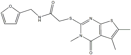 N-(2-furylmethyl)-2-[(3,5,6-trimethyl-4-oxo-3,4-dihydrothieno[2,3-d]pyrimidin-2-yl)sulfanyl]acetamide Struktur