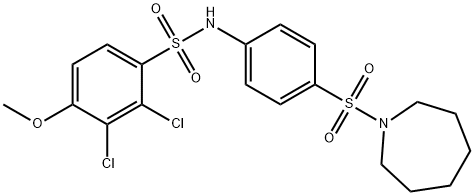 N-[4-(1-azepanylsulfonyl)phenyl]-2,3-dichloro-4-methoxybenzenesulfonamide Struktur