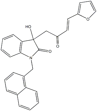 3-[4-(2-furyl)-2-oxo-3-butenyl]-3-hydroxy-1-(1-naphthylmethyl)-1,3-dihydro-2H-indol-2-one Struktur