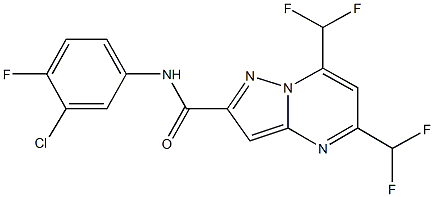 N-(3-chloro-4-fluorophenyl)-5,7-bis(difluoromethyl)pyrazolo[1,5-a]pyrimidine-2-carboxamide Struktur