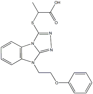 2-{[9-(2-phenoxyethyl)-9H-[1,2,4]triazolo[4,3-a]benzimidazol-3-yl]sulfanyl}propanoic acid Struktur