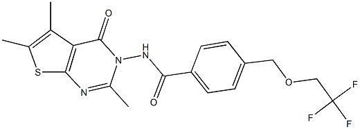 4-[(2,2,2-trifluoroethoxy)methyl]-N-(2,5,6-trimethyl-4-oxothieno[2,3-d]pyrimidin-3(4H)-yl)benzamide Struktur