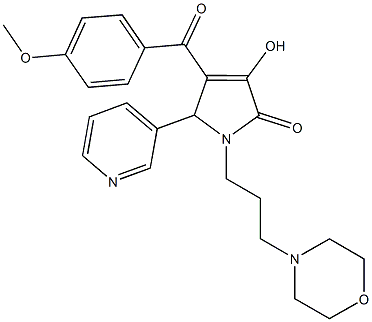 3-hydroxy-4-(4-methoxybenzoyl)-1-[3-(4-morpholinyl)propyl]-5-(3-pyridinyl)-1,5-dihydro-2H-pyrrol-2-one Struktur