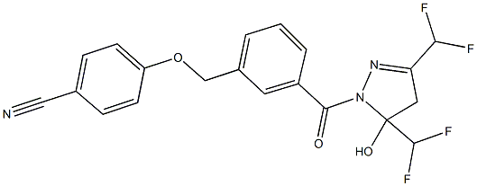 4-[(3-{[3,5-bis(difluoromethyl)-5-hydroxy-4,5-dihydro-1H-pyrazol-1-yl]carbonyl}benzyl)oxy]benzonitrile Struktur