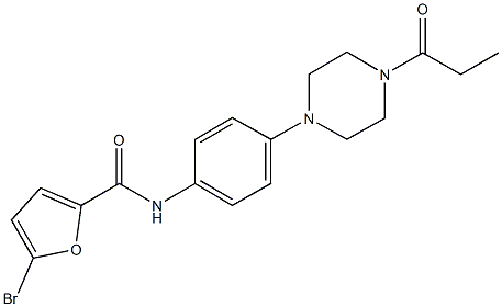 5-bromo-N-[4-(4-propionyl-1-piperazinyl)phenyl]-2-furamide Struktur