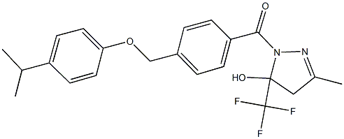 1-{4-[(4-isopropylphenoxy)methyl]benzoyl}-3-methyl-5-(trifluoromethyl)-4,5-dihydro-1H-pyrazol-5-ol Struktur