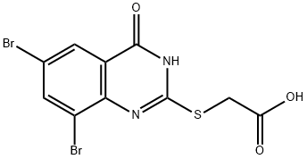 [(6,8-dibromo-4-oxo-3,4-dihydro-2-quinazolinyl)sulfanyl]acetic acid Struktur