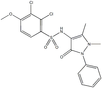 2,3-dichloro-N-(1,5-dimethyl-3-oxo-2-phenyl-2,3-dihydro-1H-pyrazol-4-yl)-4-methoxybenzenesulfonamide Struktur