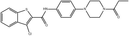 3-chloro-N-[4-(4-propionyl-1-piperazinyl)phenyl]-1-benzothiophene-2-carboxamide Struktur