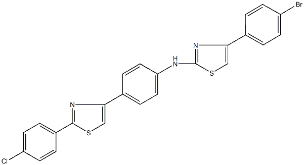 4-(4-bromophenyl)-N-{4-[2-(4-chlorophenyl)-1,3-thiazol-4-yl]phenyl}-1,3-thiazol-2-amine Struktur