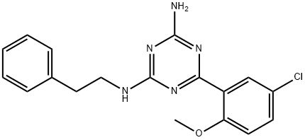 N-[4-amino-6-(5-chloro-2-methoxyphenyl)-1,3,5-triazin-2-yl]-N-(2-phenylethyl)amine Struktur