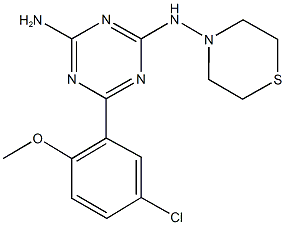 N-[4-amino-6-(5-chloro-2-methoxyphenyl)-1,3,5-triazin-2-yl]-N-(4-thiomorpholinyl)amine Struktur