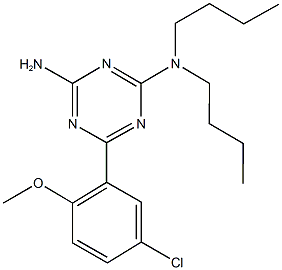 N~2~,N~2~-dibutyl-6-(5-chloro-2-methoxyphenyl)-1,3,5-triazine-2,4-diamine Struktur