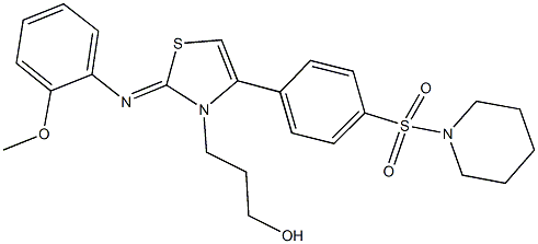 3-(2-[(2-methoxyphenyl)imino]-4-[4-(1-piperidinylsulfonyl)phenyl]-1,3-thiazol-3(2H)-yl)-1-propanol Struktur