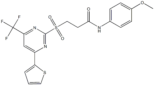 N-(4-methoxyphenyl)-3-{[4-(2-thienyl)-6-(trifluoromethyl)-2-pyrimidinyl]sulfonyl}propanamide Struktur